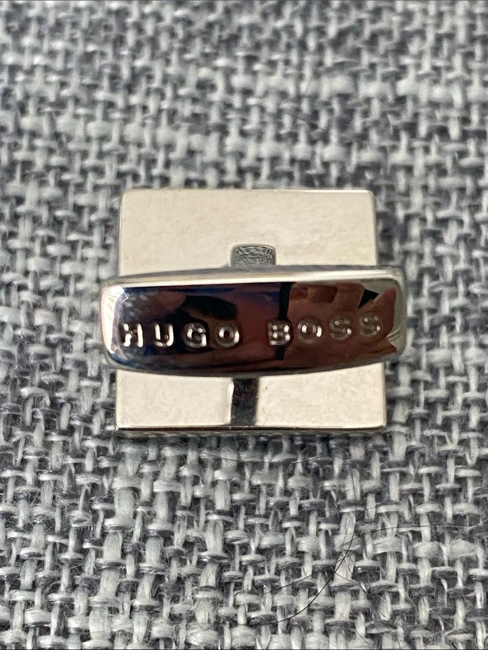 Hugo Boss Silver Textured Square Cufflinks